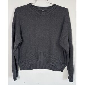 Quince Women's Organic Cotton Boyfriend Pullover Cropped Sweater Size M Charcoal